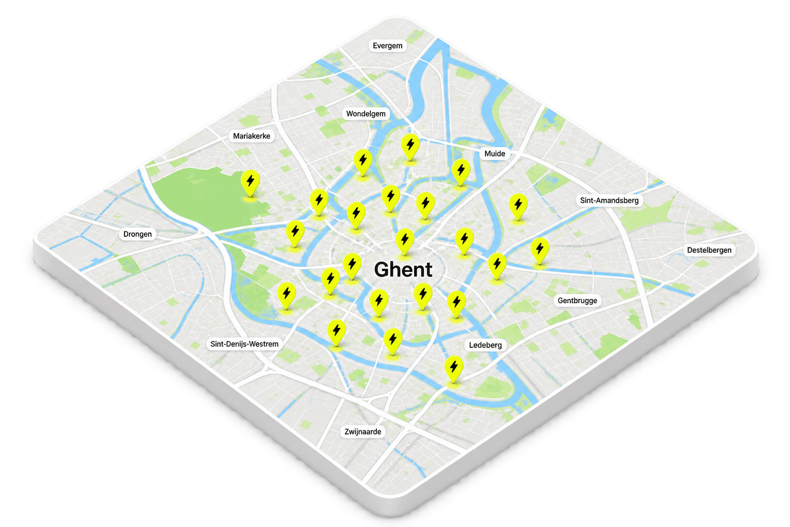 Map of Zepi kiosks across Ghent.